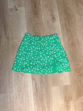 Cotton Candy LA Green Mini Skirt Size Medium Floral Slit Soft Girl Y2K Ditsy